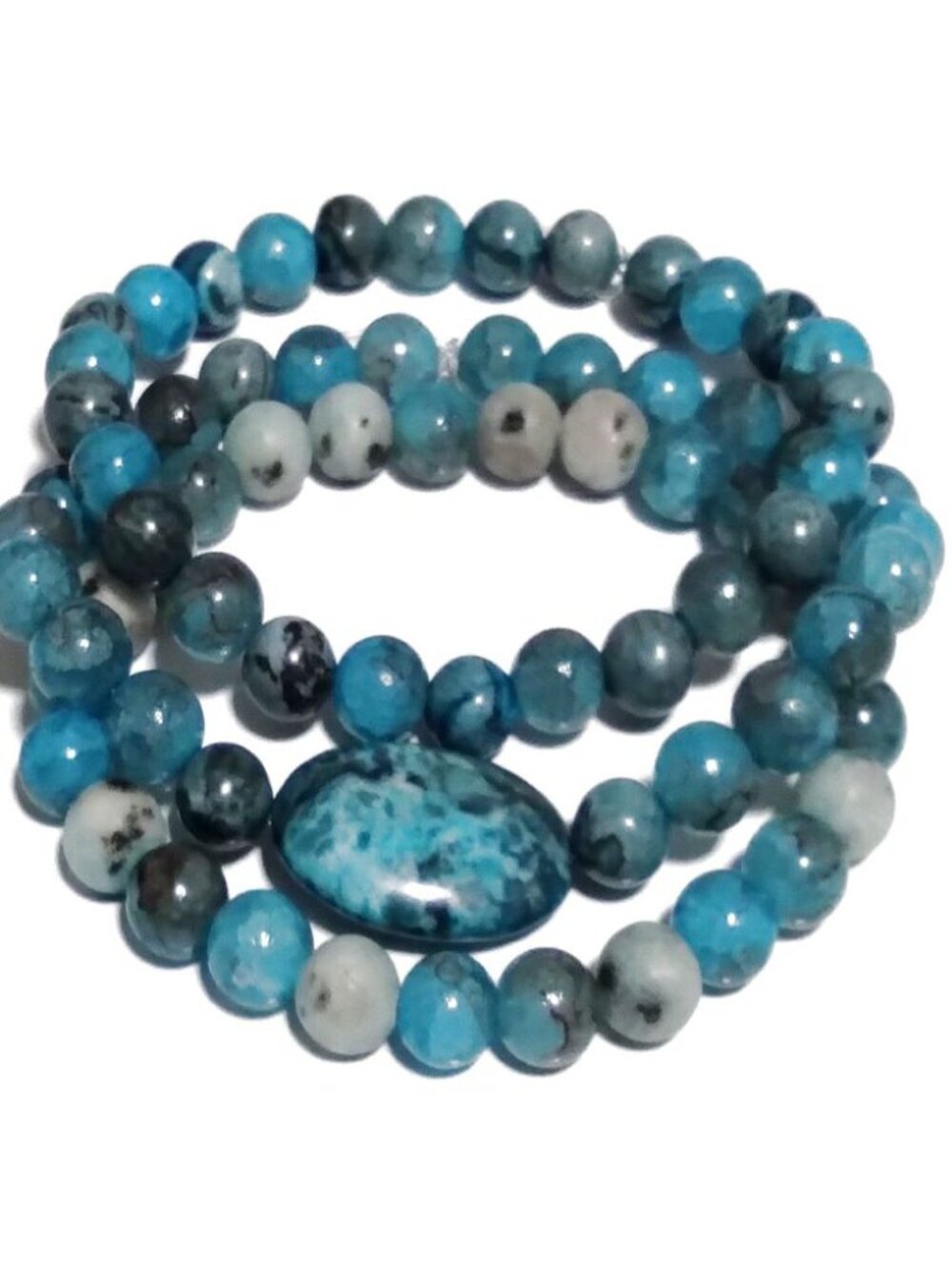 Handcrafted Blue Picasso Jasper Stretch Bracelet Stack